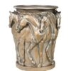 SEVEN PRANCING HORSES VASE VINTAGE SILVER