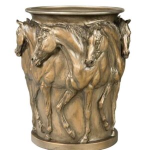 SEVEN HORSES VASE Antique Bronze