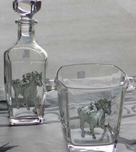 HORSE RACING ICE BUCKET AND DECANTER