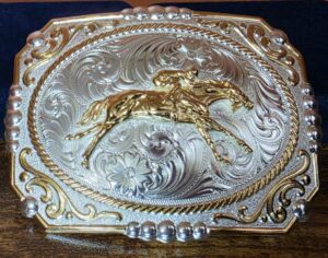 RACEHORSE AND JOCKEY BELT BUCKLE