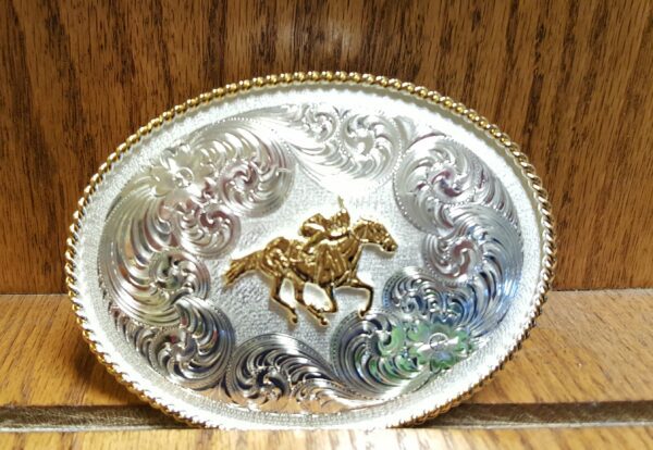 Horse Racing Sterlling Oval Buckle