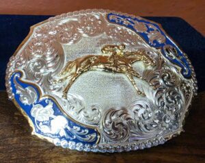 HORSE RACING STERLING SILVER BELT BUCKLE