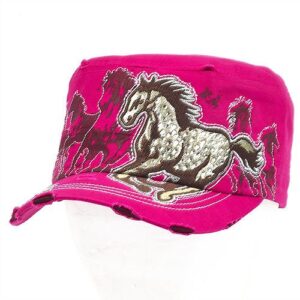 Bling Galloping Horse Cap Hot Pink