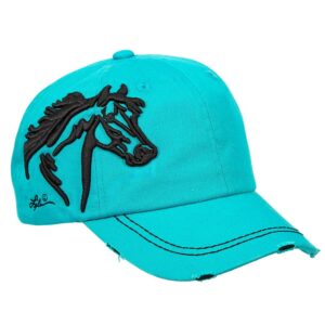 Embroidered Horse Head Cap Turquoise