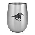 Racehorse and Jockey Stainless Steel Stemless Glass