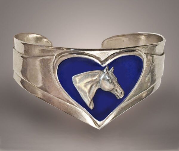 Horse Head Heart Cuff Bracelet