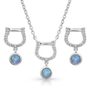 Horseshoe Opal Drop Jewelry Set