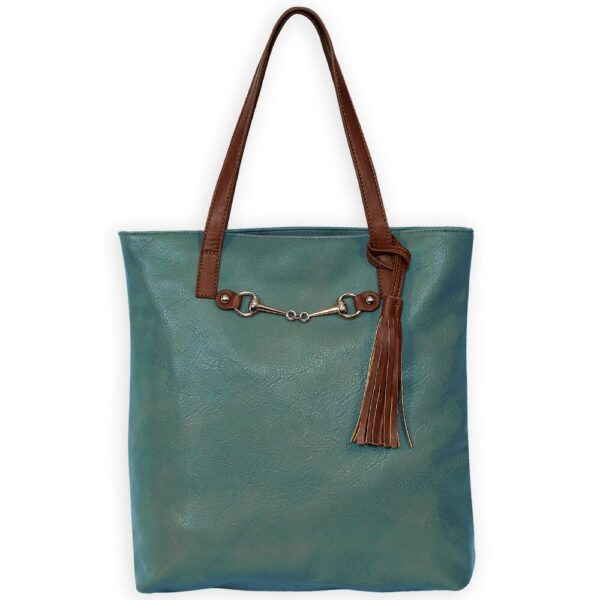 Snaffle Tote With Tassel Teal