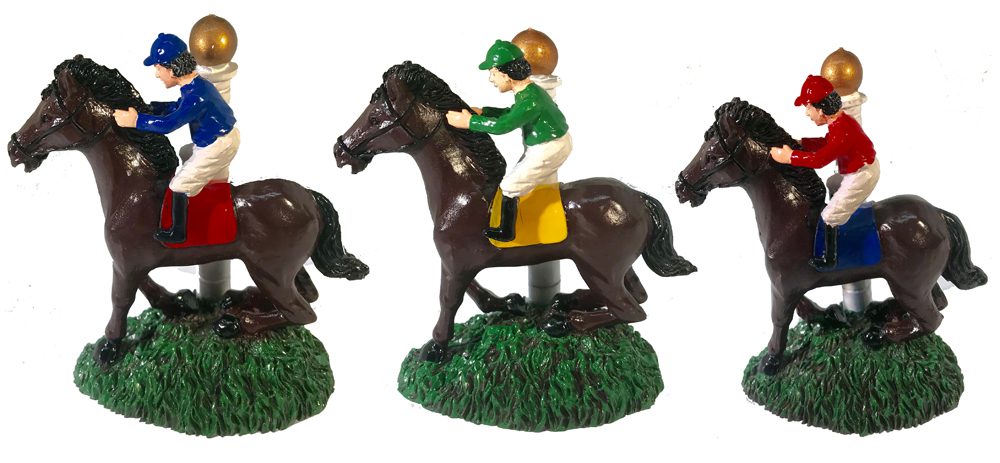 PEWTER TOKEN FIGURINE HORSE RACING JOCKEY APBA AMERICAN SADDLE HORSE RACE GAME 