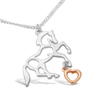 Horse Necklace With Rose Gold Heart