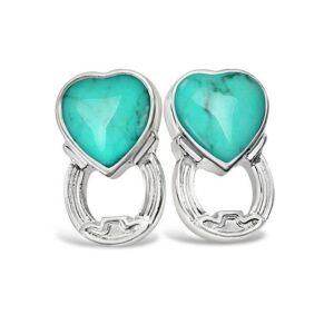 Western Horseshoe and Stone Heart Earrings