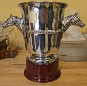 HORSE HEADS PEWTER TROPHY