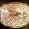 Horse Racing Gold Trim Belt Buckle