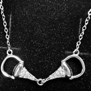 Equestrian Snaffle Sterling CZ Bit Necklace