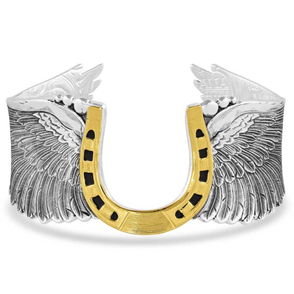 Angel Wings And Horseshoe Cuff Bracelet