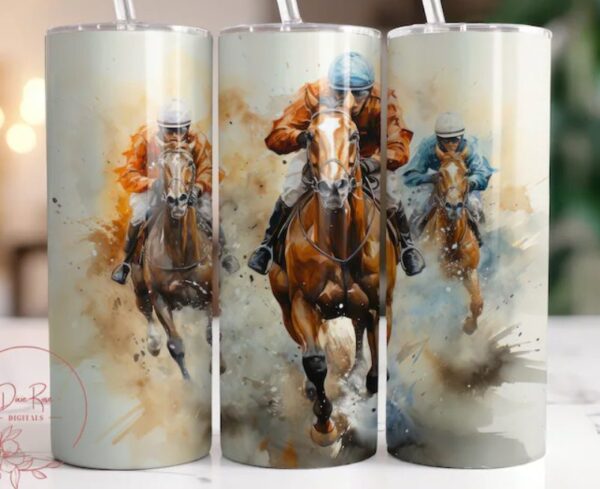 Down The Stretch Horse Racing Travel Tumbler