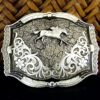 TWO-TONE SILVER HORSE RACING BELT BUCKLE