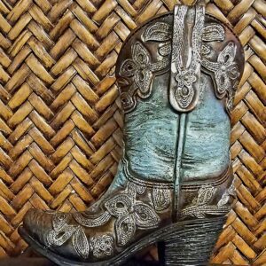 COWBOY BOOT DECOR - TURQUOISE SILVER SCALLOP