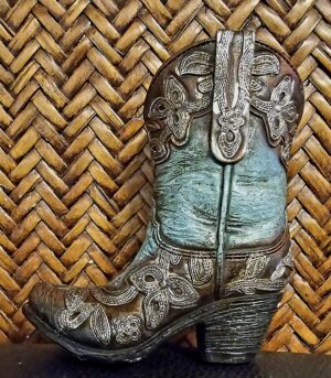 COWBOY BOOT DECOR - TURQUOISE SILVER SCALLOP