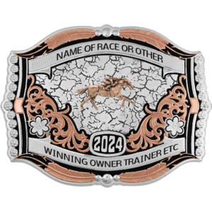 RUN FOR THE ROSES HORSE RACING BUCKLE