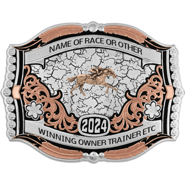 RUN FOR THE ROSES HORSE RACING BUCKLE