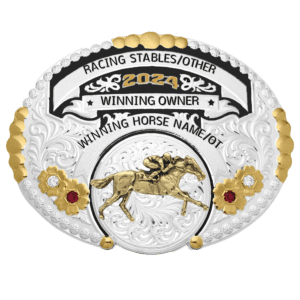 WIRE TO WIRE HORSE RACING BUCKLE