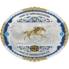 AT THE POST HORSE RACING TROPHY BUCKLE BLUE