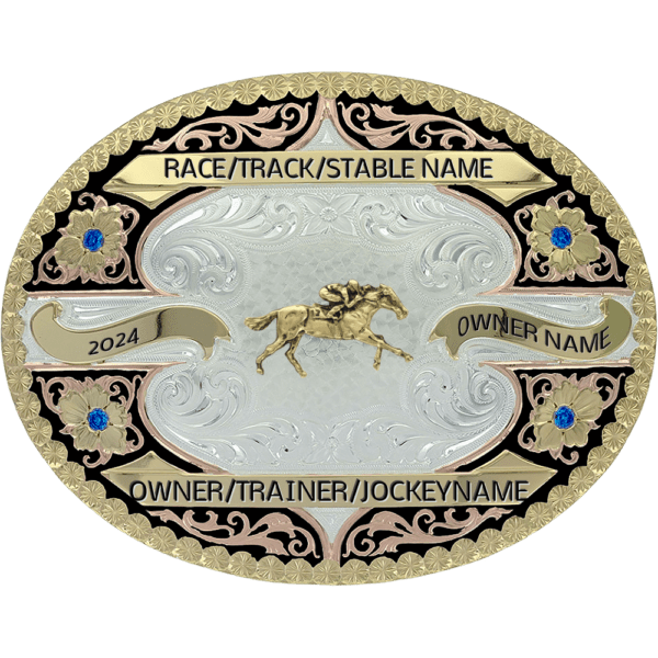 DOWN THE STRETCH RG HORSE RACING TROPHY BUCKLE