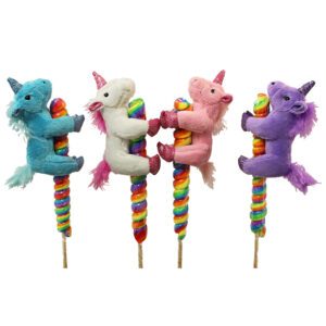 PLUSH UNICORN ON A TWISTED LOLLIPOP