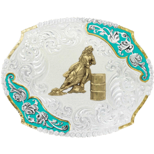 Barrel Racer Sterling Silver Belt Buckle
