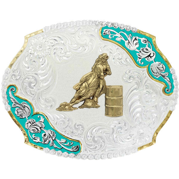 Barrel Racer Sterling Silver Belt Buckle