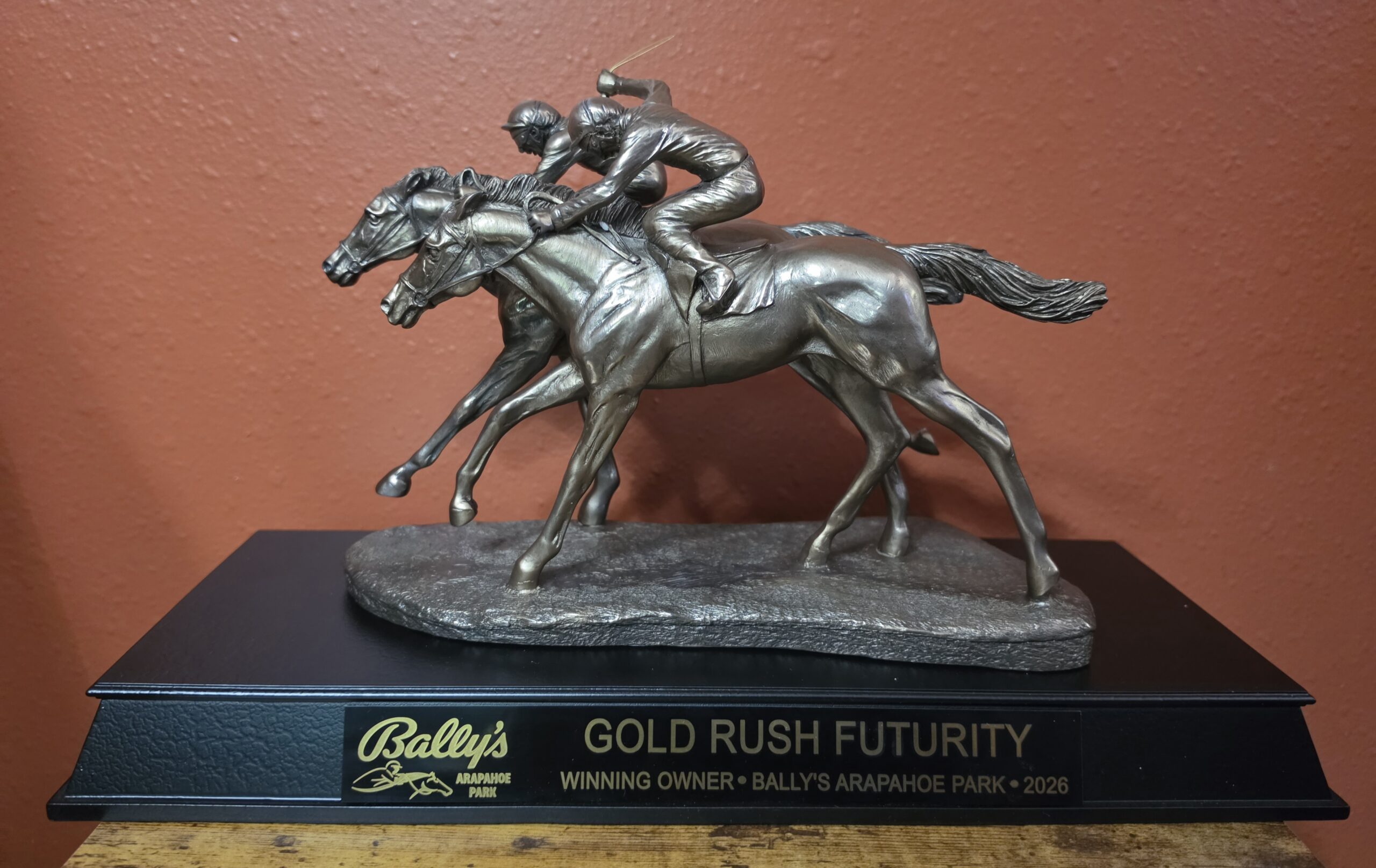 BY A NOSE HORSE RACING TROPHY