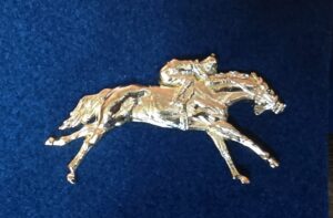 DOWN THE STRETCH BROOCH, LAPEL TIE PIN