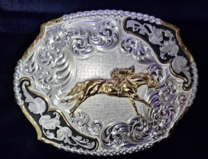 HORSE RACING STERLING SILVER BELT BUCKLE