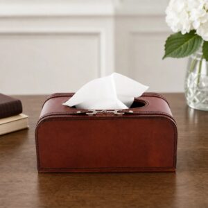 SNAFFLE BIT LEATHER TISSUE BOX